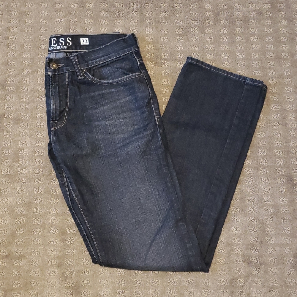 Guess Men’s Slim Straight Jeans in Dark Blue Wash